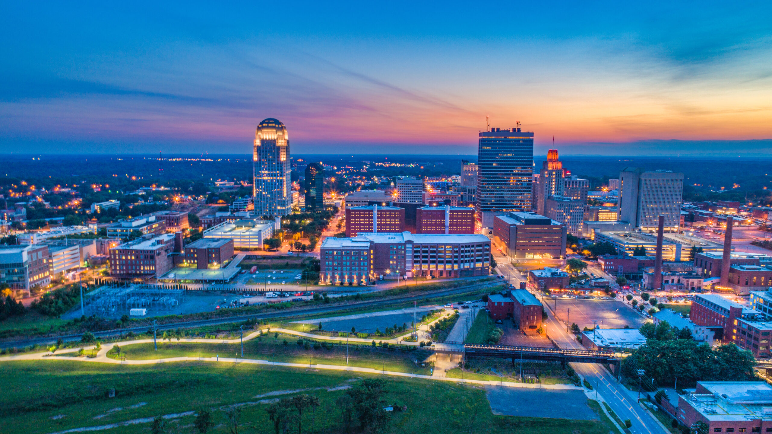 Winston-salem,North,Carolina,Nc,Skyline,Aerial.